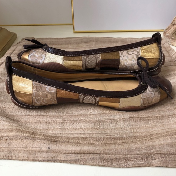 Coach Jenilee Mosaic Metallic Ballet Driving Flat Leather Patchwork Shoes 8.5 M - Picture 2 of 7